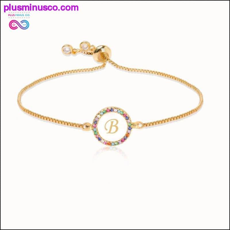 Colorful Rainbow Zircon 26 Letter Bracelet for Women - plusminusco.com