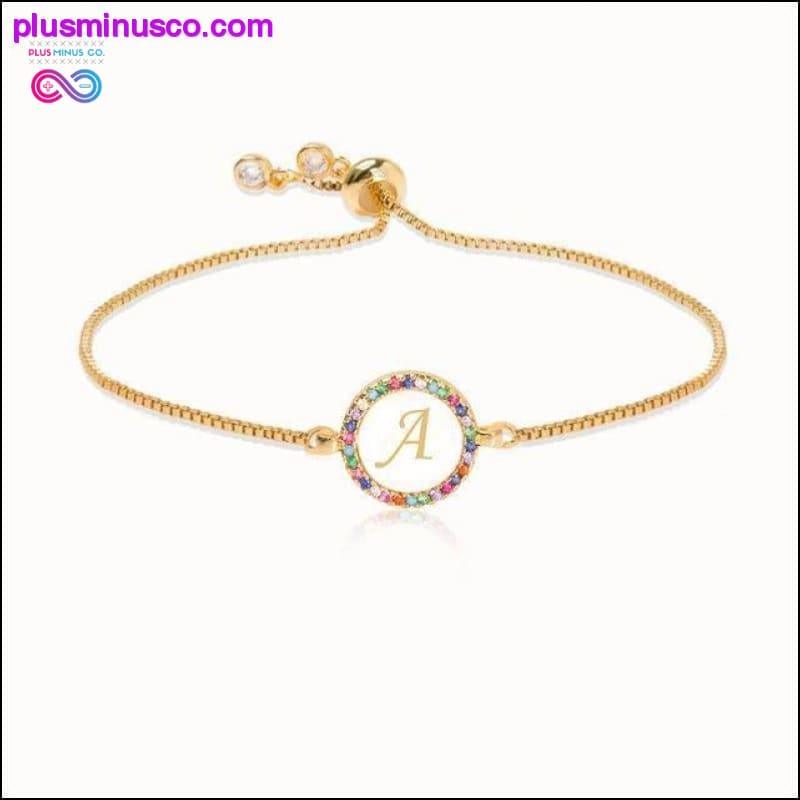Colorful Rainbow Zircon 26 Letter Bracelet for Women - plusminusco.com
