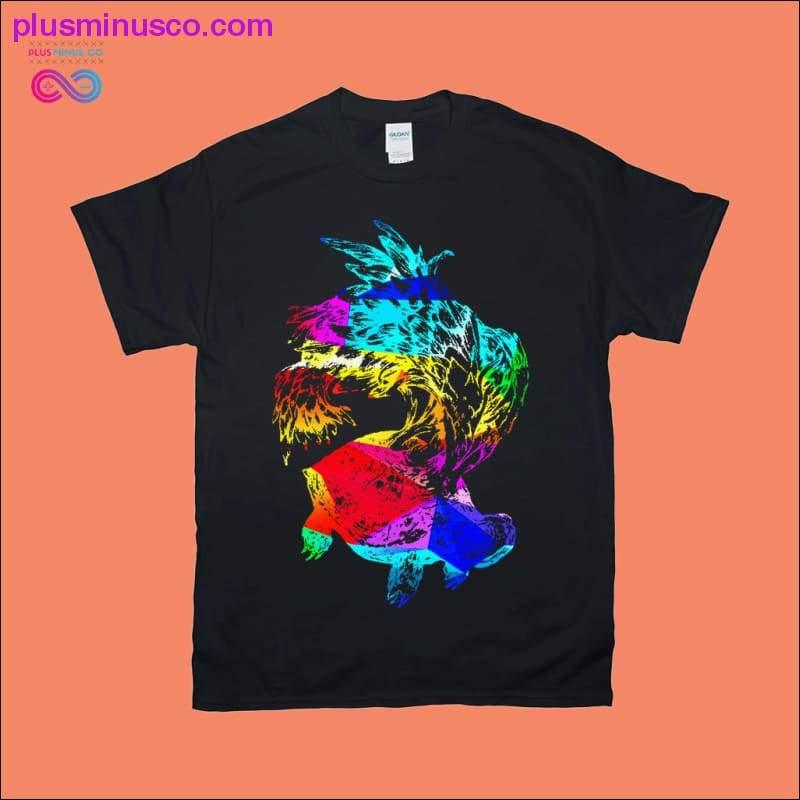 다채로운 거북이 추상 미술 티셔츠 - plusminusco.com