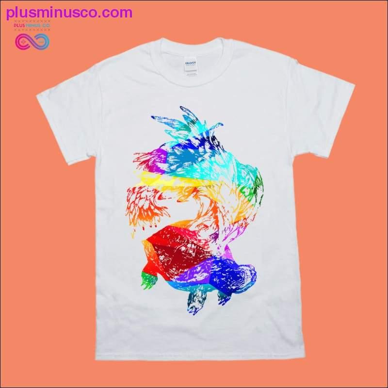 Farverige skildpadde abstrakt kunst T-shirts - plusminusco.com