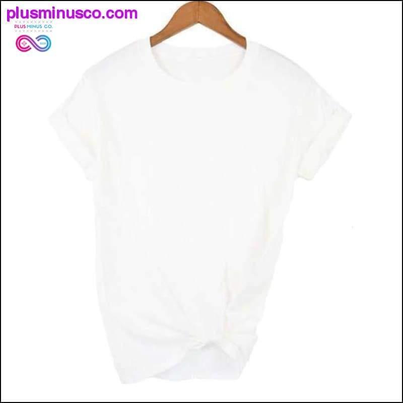 クールなグラフィックの白い T シャツ || PlusMinusco.com - plusminusco.com
