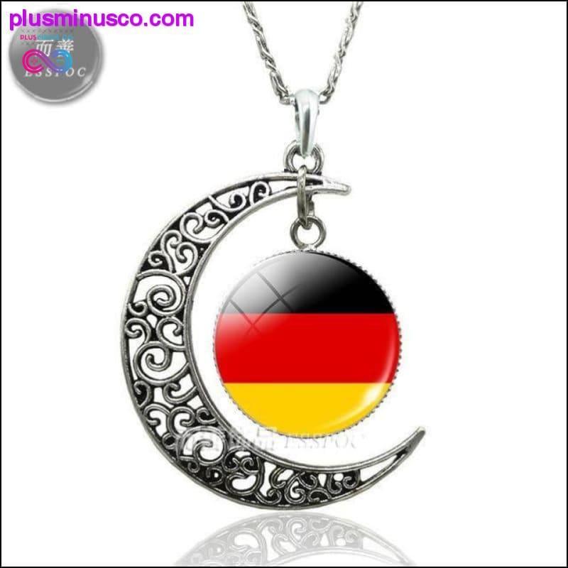 Country Flag Crescent Moon Necklace Women Fashion Glass Dome - plusminusco.com