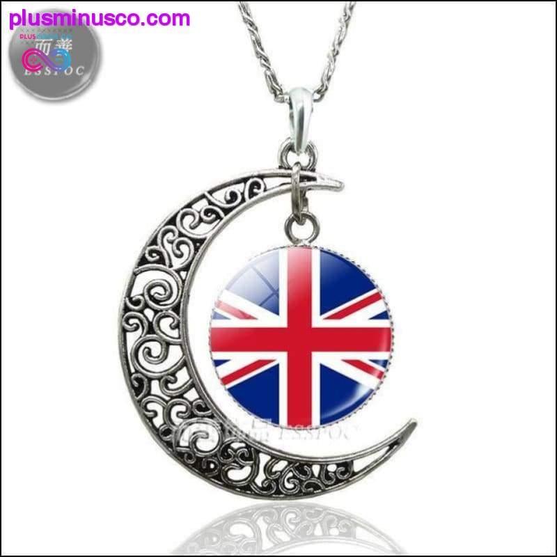 Country Flag Crescent Moon Necklace Women Fashion Glass Dome - plusminusco.com