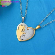 Collier coeur couple collier pendentif chat dessin animé mignon - plusminusco.com