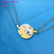 Couple heart necklace Cute Cartoon cat Pendant Necklace - plusminusco.com