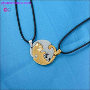Couple heart necklace Cute Cartoon cat Pendant Necklace - plusminusco.com