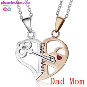 Colier cuplu Inimă 2 buc medalion cheie tata mama te iubesc - plusminusco.com