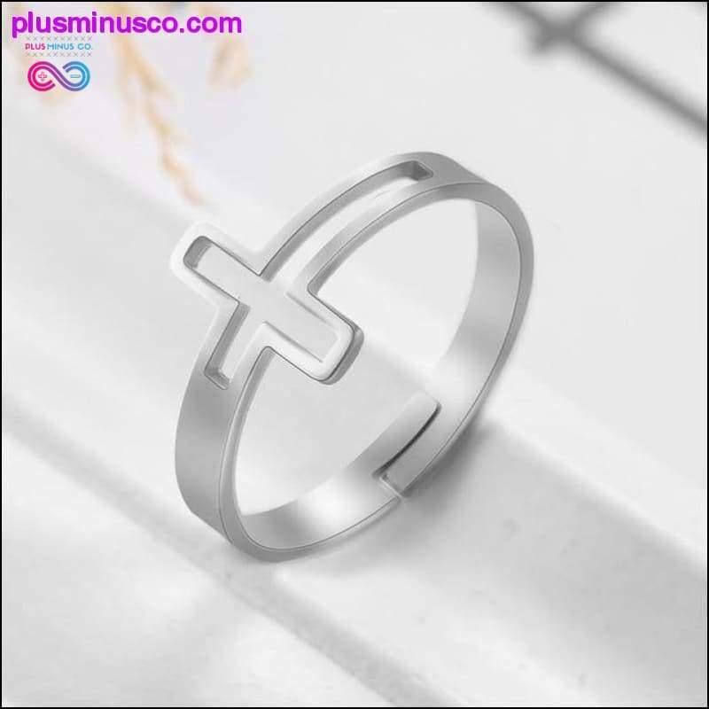 Anéis ajustáveis ​​em cruz cristãos religiosos em aço inoxidável - plusminusco.com