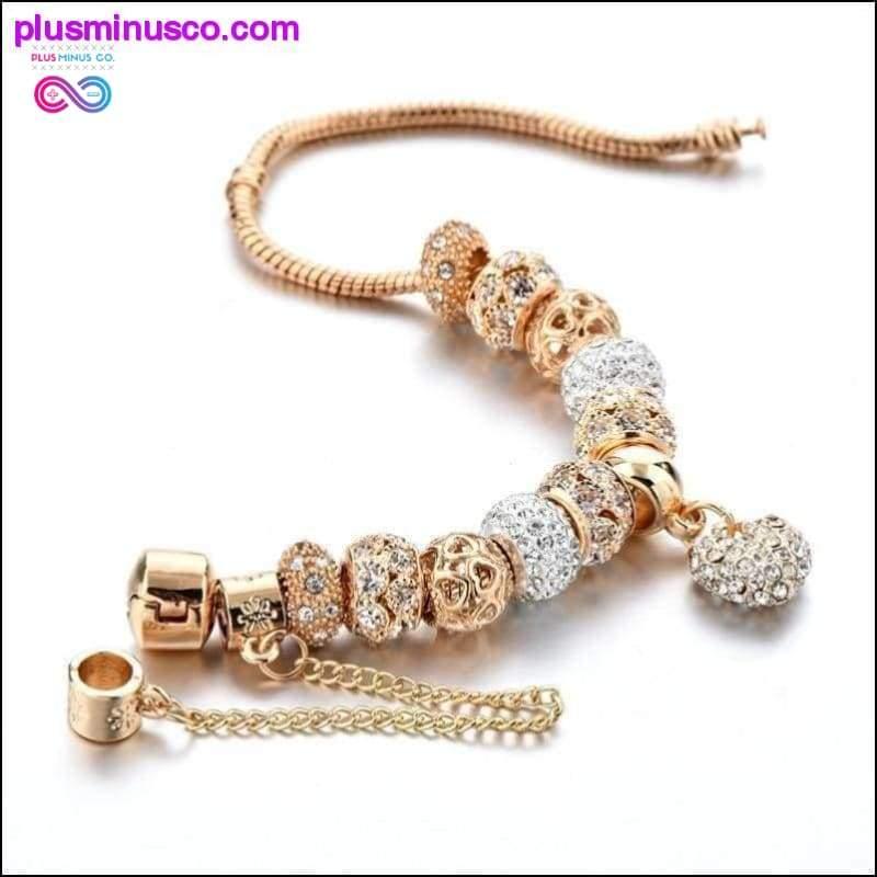 Браслеты и браслеты с подвесками в форме хрустального сердца Золотые браслеты для - plusminusco.com
