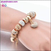 Bracelets à breloques en forme de cœur en cristal, bracelets en or pour - plusminusco.com