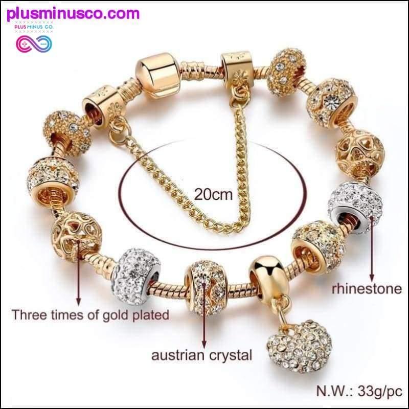 Crystal Heart Charm Bracelets&Bangles Gold Bracelets For - plusminusco.com