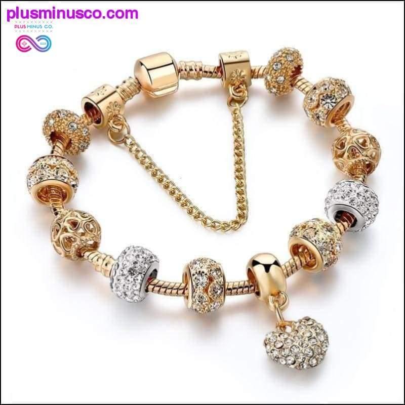 Crystal Heart Charm Bracelets&Bangles Gold Bracelets For - plusminusco.com