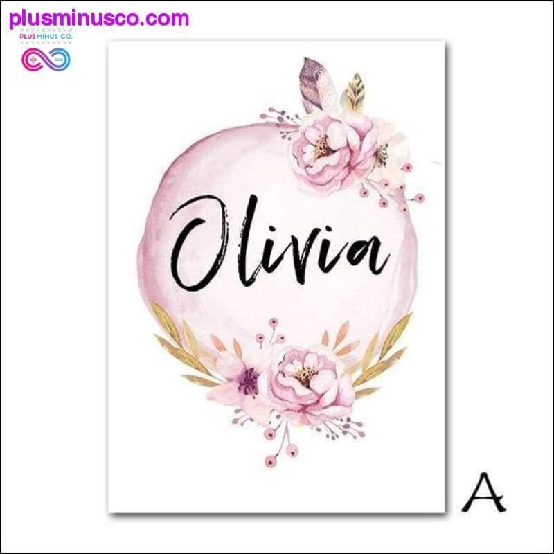 Custom Girl Name Baby Poster Peony Pictures Flowers Canvas - plusminusco.com