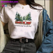 Сімпатычная, смешная футболка з малюнкам каляднага грузавіка з дрэвамі для - plusminusco.com