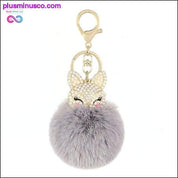 Cute mini fox fur ball keychain handmade fluffy fur pompom - plusminusco.com