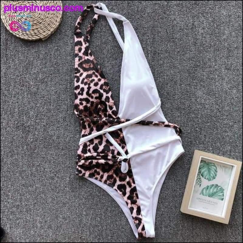 Maillot de bain léopard sexy à col en V profond pour femme - plusminusco.com