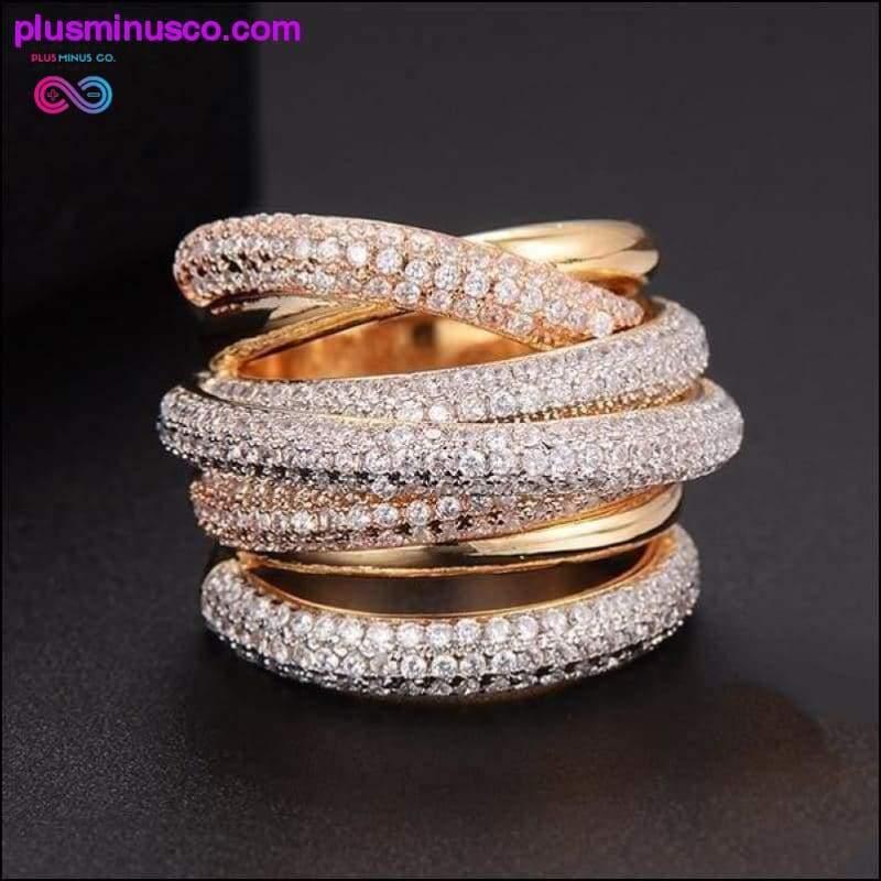 Design Luxury Statement egymásra rakható cirkónia gyűrű női esküvőre - plusminusco.com