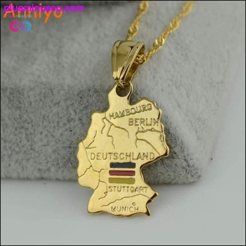 Deutschland map/flag necklace pendants 45cm/60cm chain women - plusminusco.com