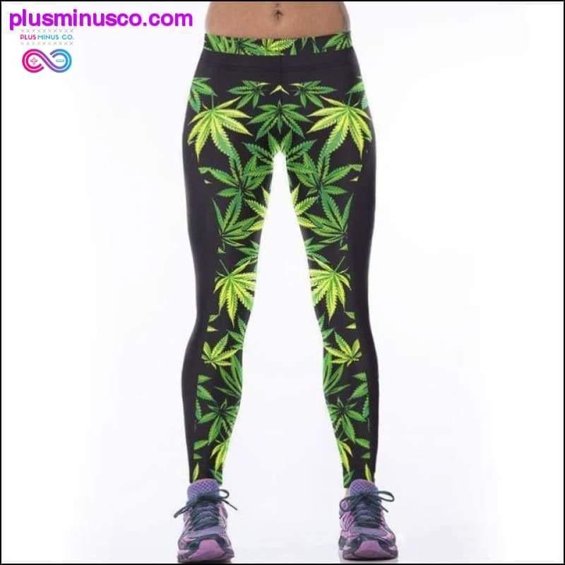 Digitális nyomtatás Leaf Weeds Fitness leggings - plusminusco.com