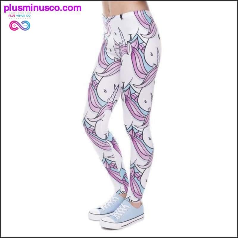 Leggings con unicorno bianco rosa stampato digitale || - plusminusco.com