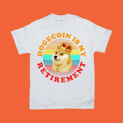 ドージコインは私の退職金です | 7色のドット |レトロな夕日|面白いドージコイン暗号Tシャツ、ミームコイン柴犬暗号通貨、ドージコイントゥムーン - plusminusco.com