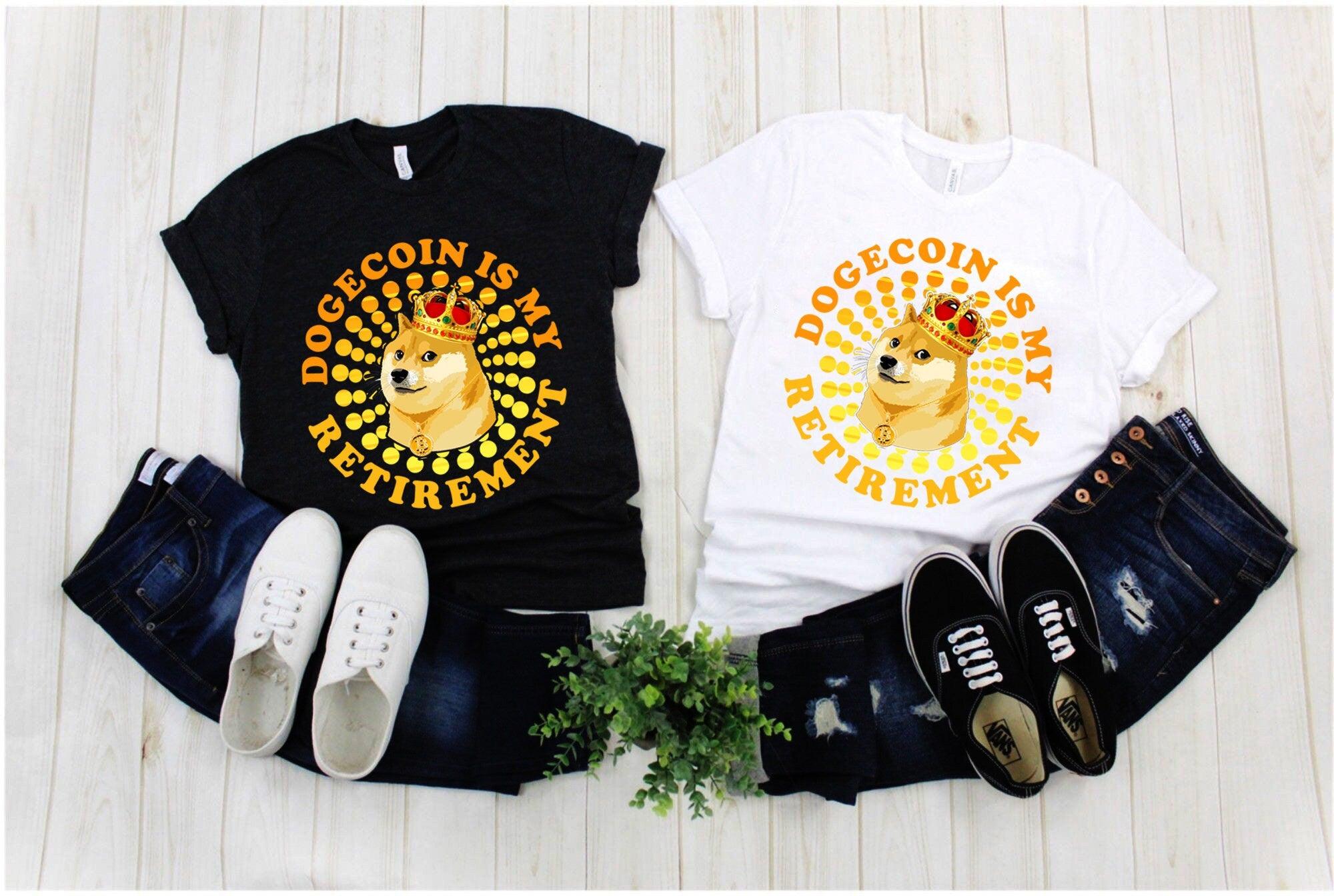 Dogecoin Is My Retirement | Spiral Dots | Retro Sunset T-Shirts, Dogecoin To The Moon block Chain Investor, Crypto Coin Shirt, crypto shirt, cryptocurrency, Doge Coin Tee, Doge To The Moon, Dogecoin, dogecoin crypto, Funny Crypto shirt, Stock Market Shirt, To The Moon, To The Moon Shirt, Trading Shirt - plusminusco.com