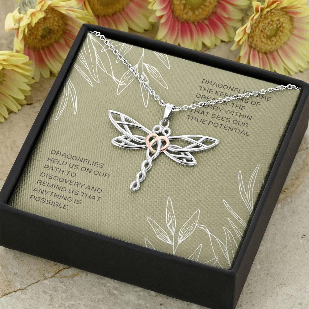 Dragonfly Necklace Pendant | Spiritual Meaning Gift for Daughter, Woman Jewelry | Silver Warrior Necklace Items | Large Libelle Items Gifts - plusminusco.com