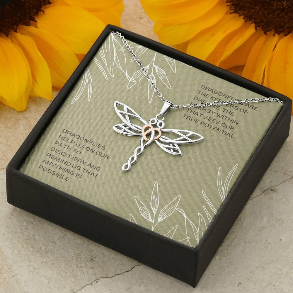 Dragonfly Necklace Pendant | Spiritual Meaning Gift for Daughter, Woman Jewelry | Silver Warrior Necklace Items | Large Libelle Items Gifts - plusminusco.com