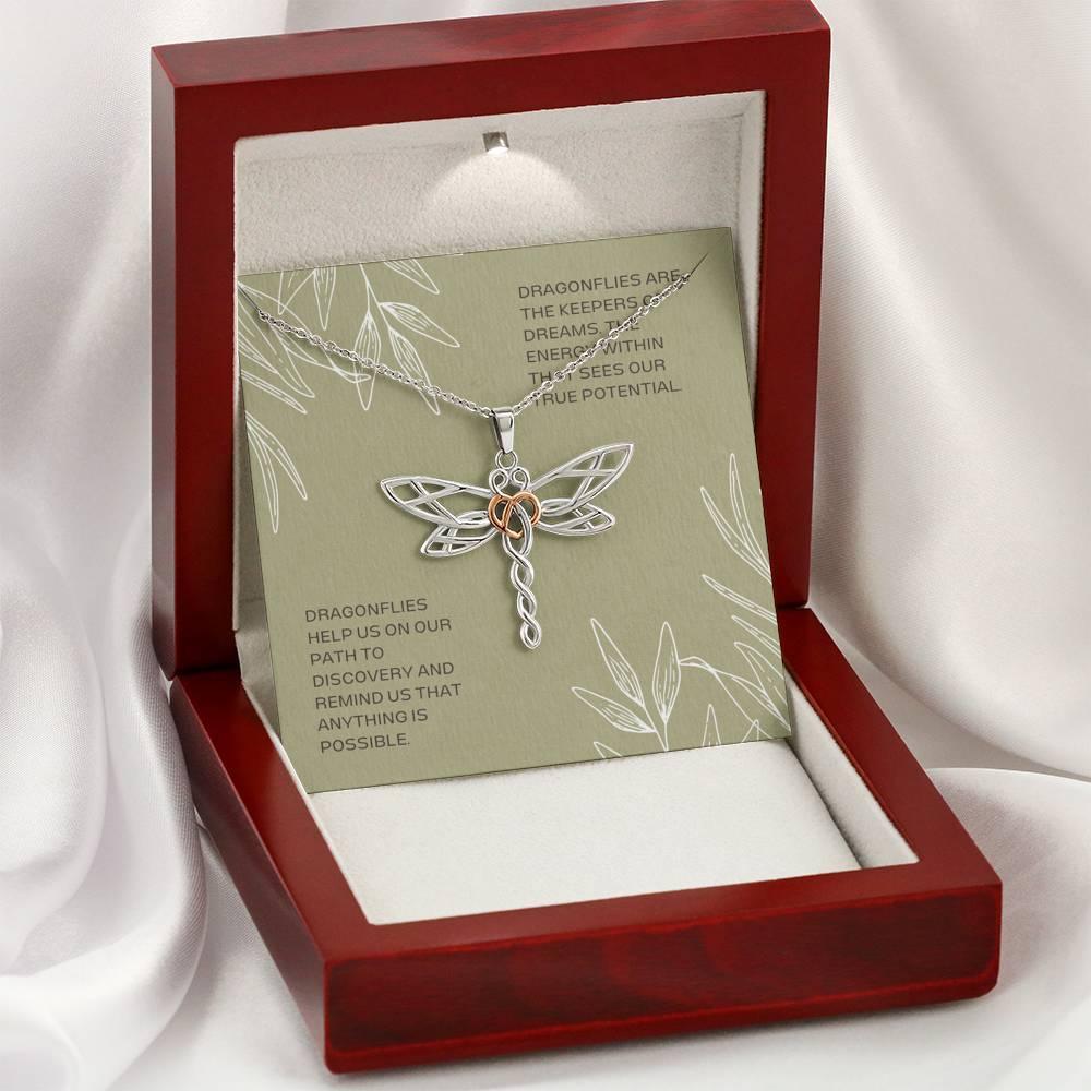 Dragonfly Necklace Pendant | Lelki jelentésű ajándék lányának, női ékszer | Ezüst Warrior nyaklánc elemek | Nagy Libelle Items Gifts - plusminusco.com