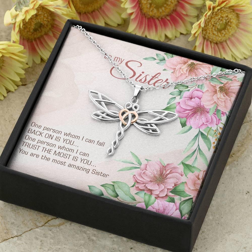 Dragonfly Pendant Necklace for Sister, Sister Necklace, - plusminusco.com