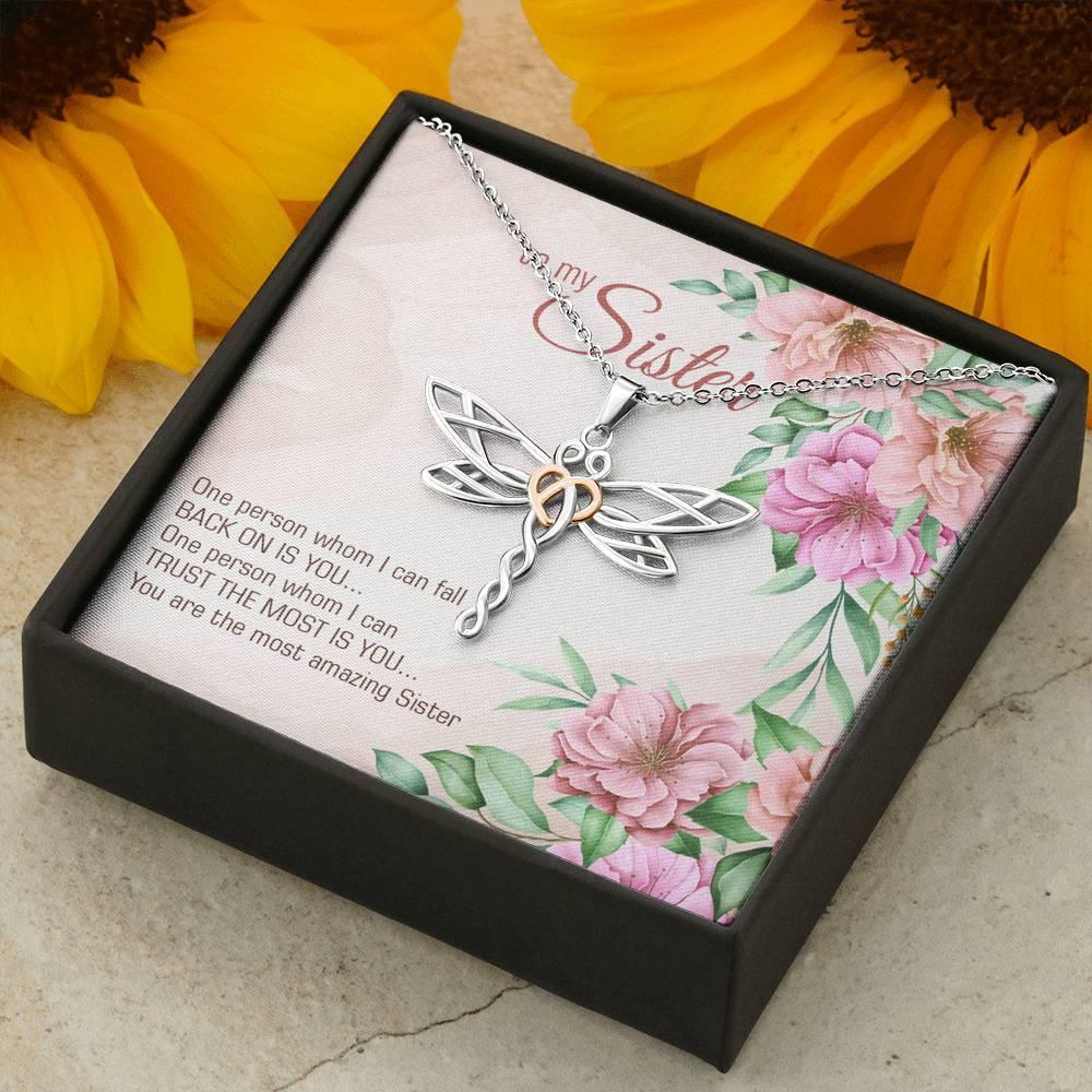 Dragonfly Pendant Necklace for Sister, Sister Necklace, - plusminusco.com