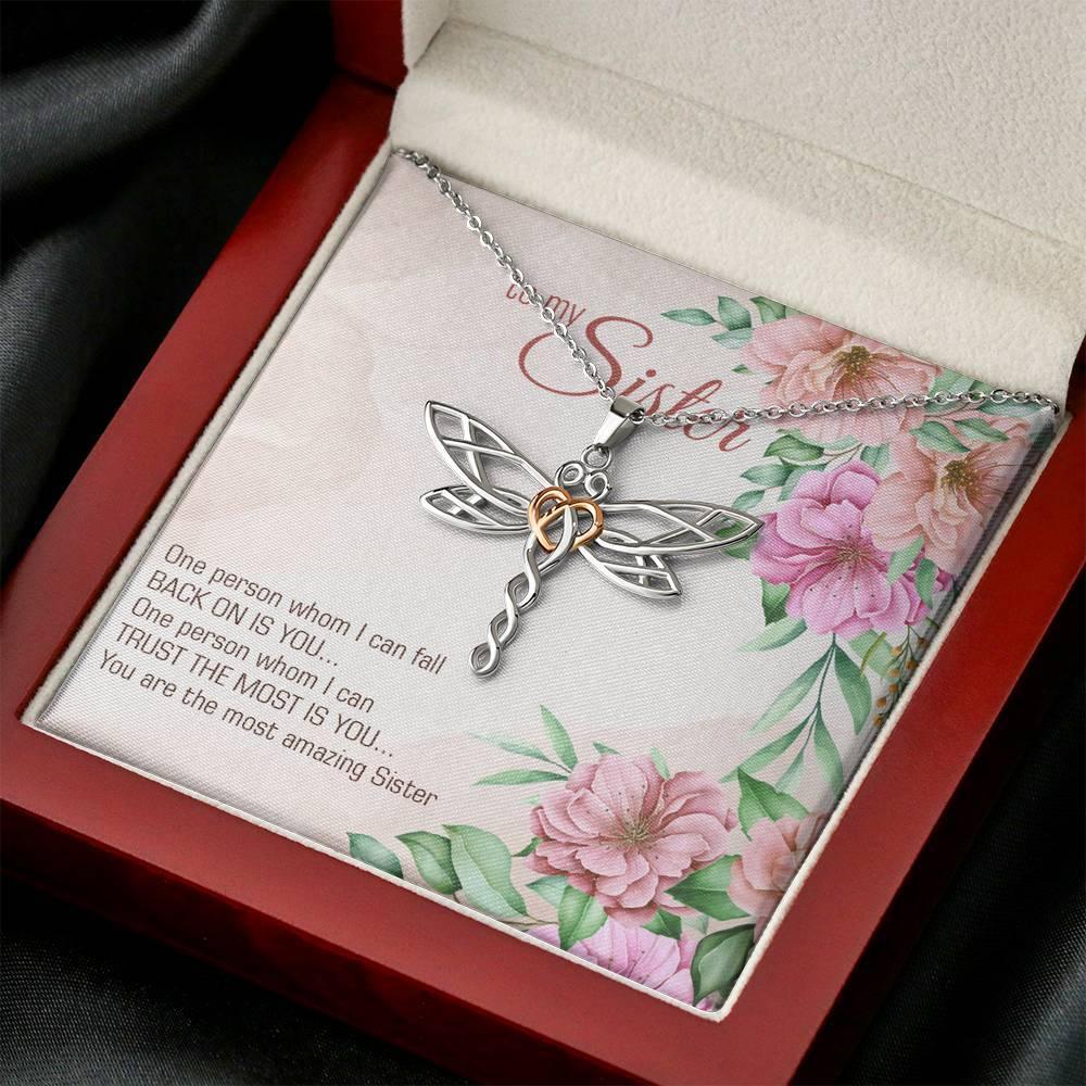 Dragonfly Pendant Necklace for Sister, Sister Necklace, - plusminusco.com