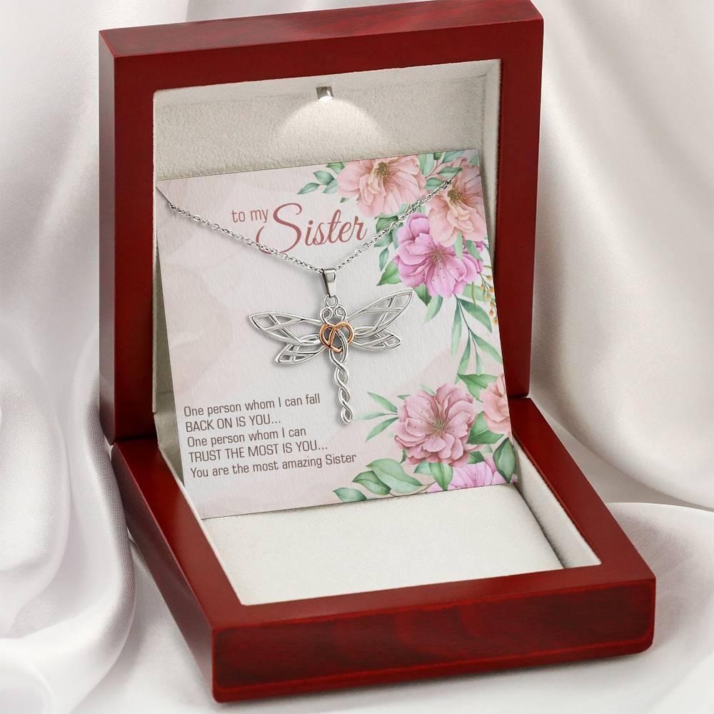 Dragonfly Pendant Necklace for Sister, Sister Necklace, - plusminusco.com