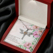 Ожерелье с подвеской «Стрекоза» для сестры, Ожерелье для сестры, - plusminusco.com