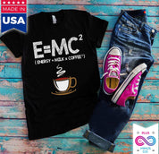 E = MC2 Energy = Milk x Coffee Shirt Funny Science Coffee Energy Milk Coffee T-Shirt E=MC2 Funny Energy Milk Coffee Shirt - plusminusco.com