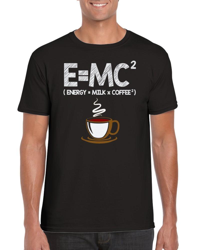 E = MC2 | Enerji = Süt x Kahve Klasik Bisiklet Yaka Unisex Tişört - plusminusco.com