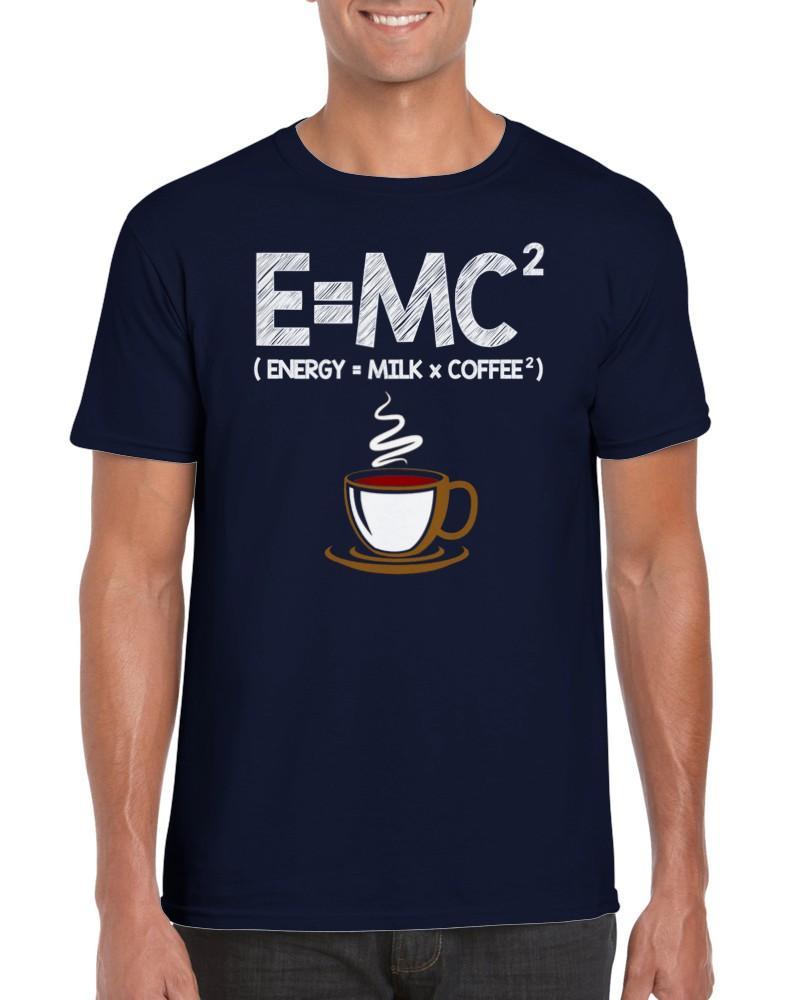 E = MC2 | Energija = pienas x kava Klasikiniai unisex Crewneck marškinėliai – plusminusco.com