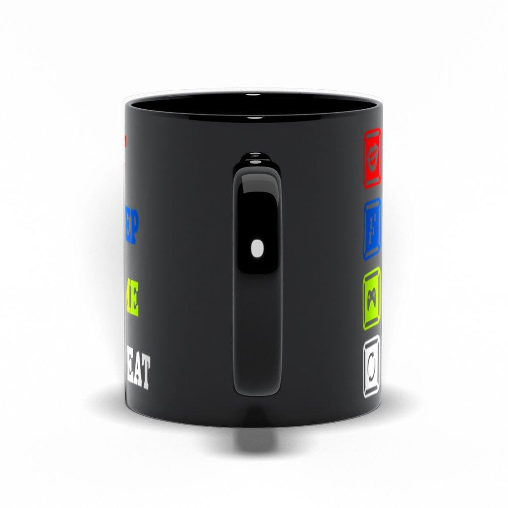Eat Sleep Game Repeat Black Mugs, Male Female Gamer Mug, Funny Gaming Meme Mug, Funny Gamer Mug Idea for Him Boyfriend Husband - plusminusco.com