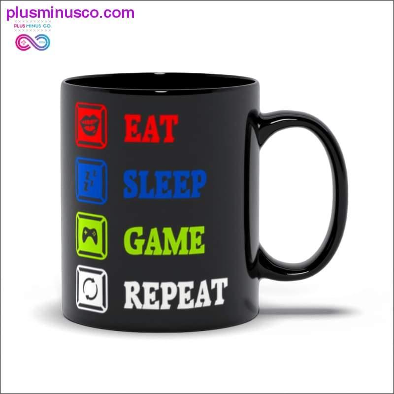 EAT SLEEP GAME REPEAT 블랙 머그 - plusminusco.com