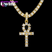 Egyptský náhrdelník s přívěskem Ankh ve zlaté a stříbrné barvě - plusminusco.com