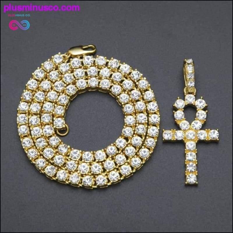 Egyptský náhrdelník s přívěskem Ankh ve zlaté a stříbrné barvě - plusminusco.com