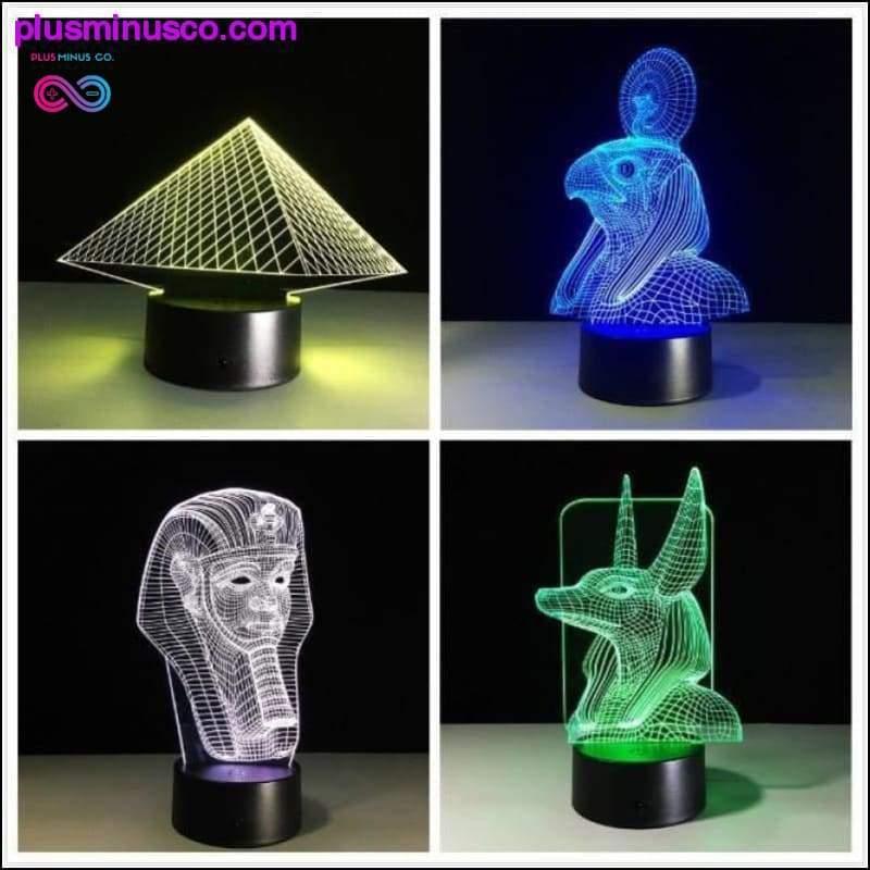 Ēģiptes mākslas 3D LED nakts gaismas ilūzijas krāsu lampa - plusminusco.com
