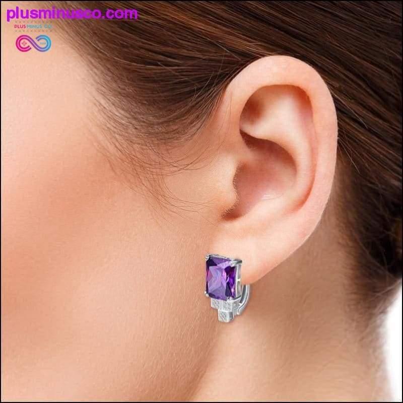 Eleganti orecchini a clip con pietra viola e ametista da 8.15 g per - plusminusco.com