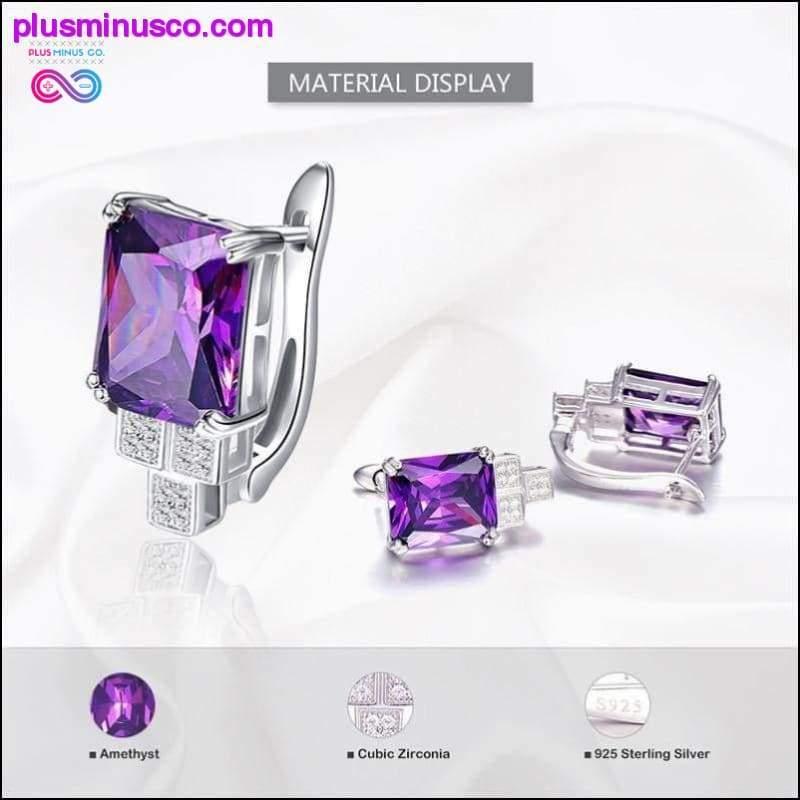 Елегантний дизайн кліпси для сережок з фіолетовим камінням і аметистом 8.15 г для - plusminusco.com