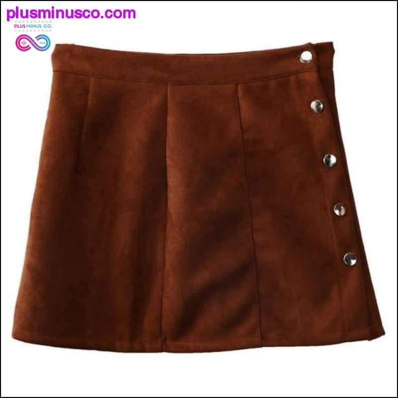 Elegant Summer-themed Suede Leather A-line Mini Skirt at - plusminusco.com