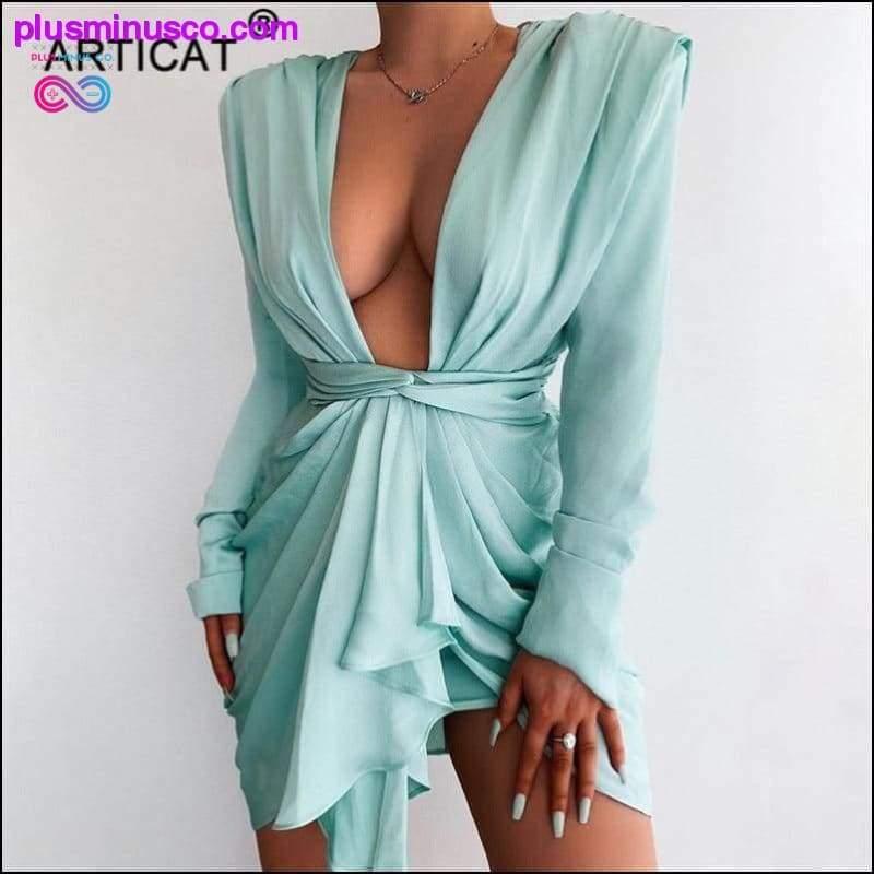 Elegant V-neck Sexy Bandage Mesh Pleated Party Dress at - plusminusco.com