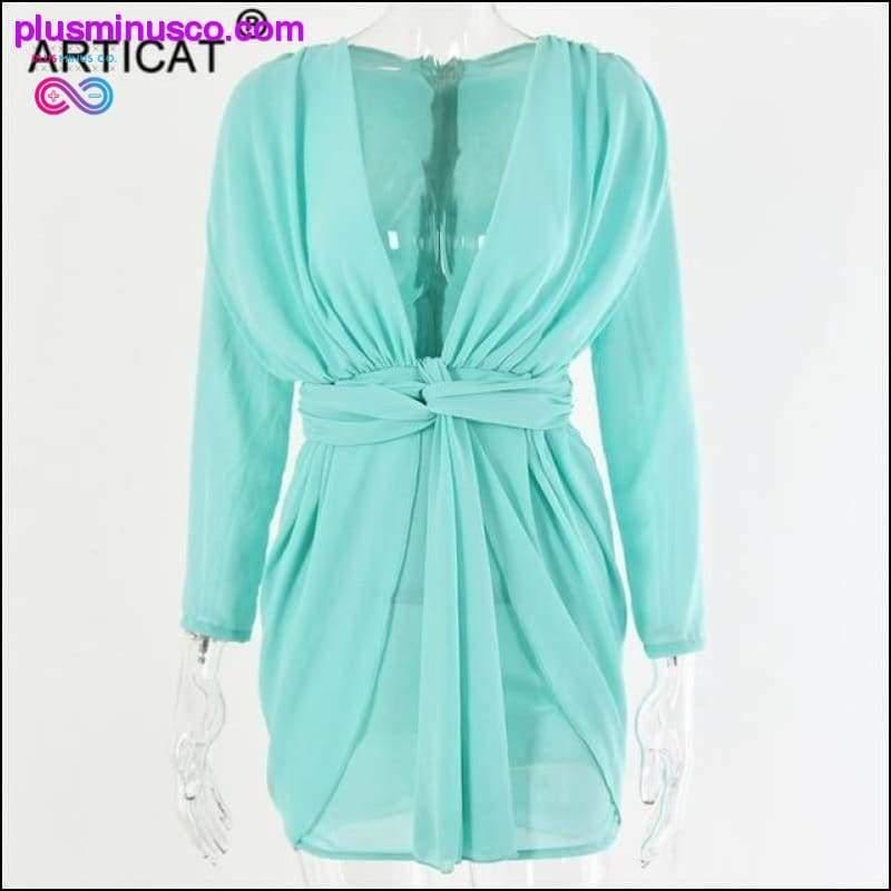 Elegant V-neck Sexy Bandage Mesh Pleated Party Dress at - plusminusco.com