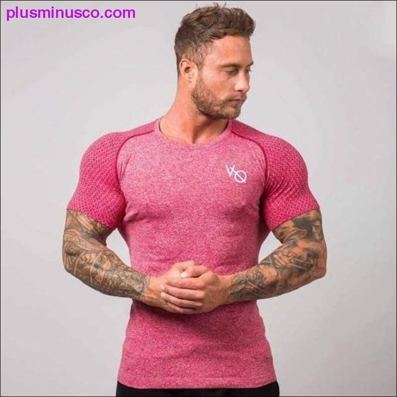 Running Shirt Men Compression Tights Men's Short Sleeve T-Shirts Quick Dry Sport Jersey Gym Fitness - plusminusco.com