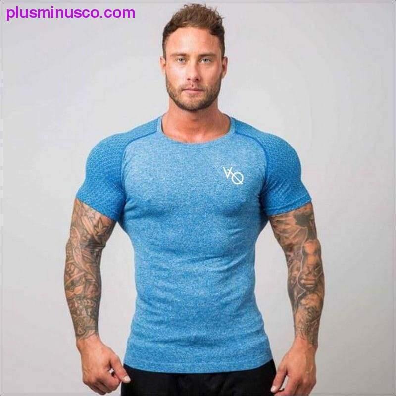 Running Shirt Men Compression Tights Men's Short Sleeve T-Shirts Quick Dry Sport Jersey Gym Fitness - plusminusco.com