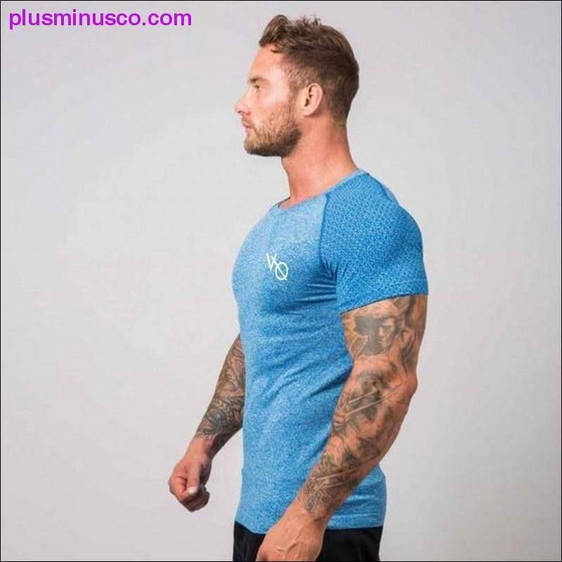 Løbetrøje Herre kompressionstights Kortærmede T-shirts til mænd Quick Dry Sportstrøje Gym Fitness - plusminusco.com
